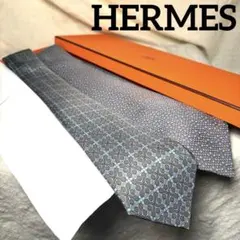 HERMESエルメス✨ネクタイ 2本セットまとめ　幾何学　総柄　グレー灰色 訳有