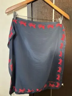 CELINE セリーヌ　シルクスカーフ ネイビー/レッド