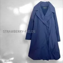 美品　ストロベリーフィールズ　2wayロングコート春コートボアネイビーa994