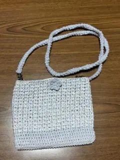 ハンドメイド ラメ糸使用手編み ショルダーバッグ