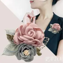 二色 フラワー コサージュ★ピンク★2way 結婚式 懇親会 歓送迎会 お祝い