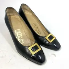 フェラガモ サイズ表記「4 1/2D」 22センチ　ブラック　レザー　パンプス