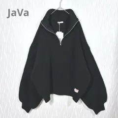 【新品】JaVa ハーフジップ ワッフルニット ブラック XL オーバーサイズ