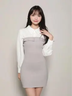 ダーリッチ シャツドッキングタイトミニワンピース（FL）