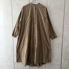 mizuiroind スタンドカラーフレアワンピース ベージュ　オーバーサイズF