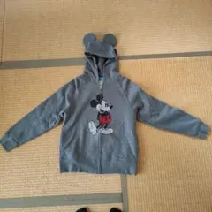 ミッキーマウス 耳付きフード パーカー グレー