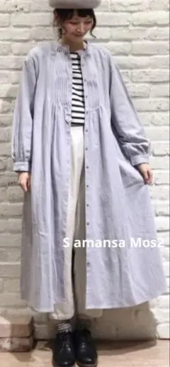 最終価格サマンサモスモスSM2 切替ピンタックワンピースF 淡いブルー