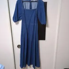ZARA デニムブルー ロングワンピース M