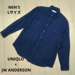 ユニクロUNIQLOJW ANDERSON長袖シャツチェック柄ネイビーメンズL
