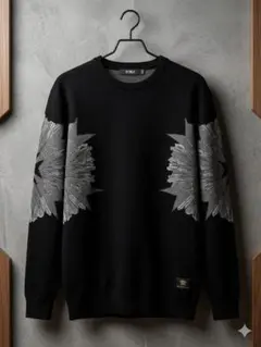 ブラック グラフィックニットセーター M