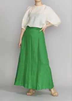 UNITED ARROWSフレンチリネンマキシスカート グリーン ロングスカート