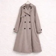 トレンチコート レディース ロング グレージュ M スエード調 上品