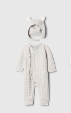 クマ耳付きキルティングロンパース　60㎝