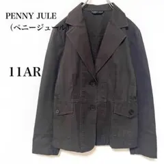 【ペニージュール】ブラウン　ジャケット　羽織り　春秋　コットン　シンプル　Ｌ相当