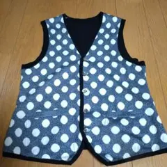 ☆美品☆G-stage水玉模様カジュアルベスト ネイビー/ホワイト