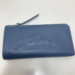 ロンシャン 長財布 L字ファスナー ロゴ ブルー　ル・フローネ　ネイビーのサムネイル