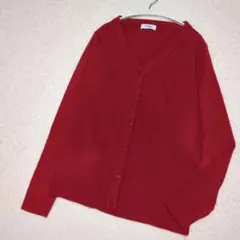 Navy ネイビー Vネック カーディガン L 赤 制服 通勤 オフィスのサムネイル