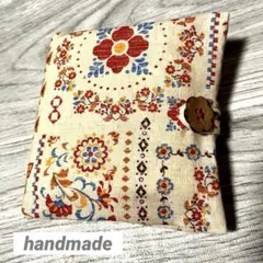 ハンドメイド 携帯用ボックスティッシュケース レトロフラワー