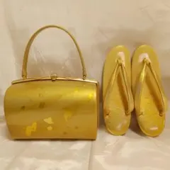 つややかな金色 バッグと草履のセット