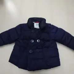 ネイビー ダウンコート　袖リブ マリン　イカリボタン