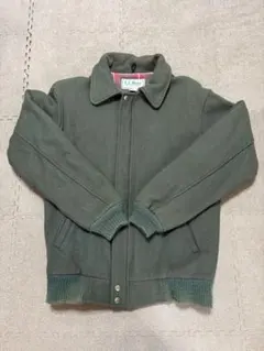 L.L.Bean ウールジャケット S USA製 裏地チェック グリーン