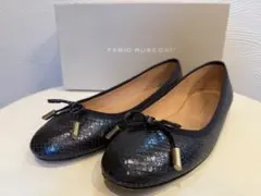 FABIO RUSCONI ブラック フラットシューズ
