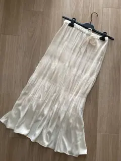 極美品 american holi サテン フレアプリーツロングスカート
