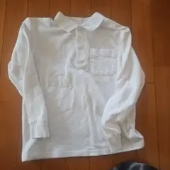 キッズ 長袖ポロシャツ ホワイト 140cm