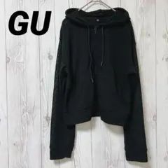 【ジーユー】ジップアップパーカー　ブラック　薄手　無地　GU 透け感　M