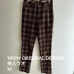 WOW テイジン 茶色 ブラウン チェック柄 コーデュロイパンツ W64