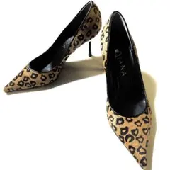 【美品】ダイアナ　パンプス　靴　ハイヒール　ハラコ　レオパード　日本製　22.5