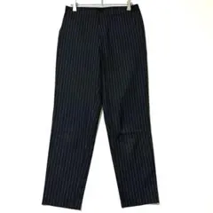 ユニクロ スマートアンクルパンツ ストライプ ブラック テーパード M Y