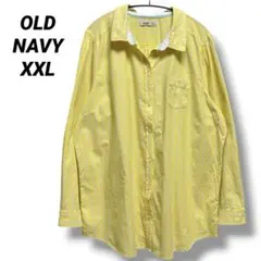 OLD NAVY ストライプ柄 長袖シャツ イエロー XXL カジュアルシャツ海のサムネイル