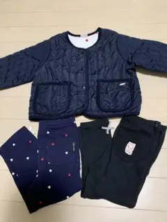 petit main ネイビー アウターとレギンスセット90サイズまとめ売り3点