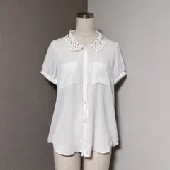 ローリーズファーム パール 襟 シフォン ブラウス