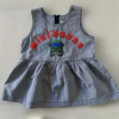 miki HOUSE ギンガムチェック ワンピース トラック刺繍80センチのサムネイル
