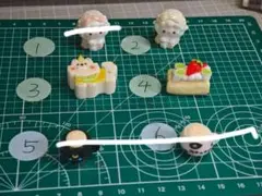デコレーションパーツセット 羊・ケーキ・猫・カップ