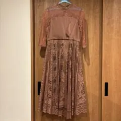 RireFete 美品！ピンクレース サテン パーティードレス　結婚式ドレス