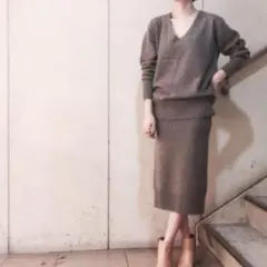 ADAM ET ROPE☆ニット☆セットアップ☆ヤク100%☆ダークグレー☆