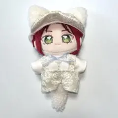 ぬい服　12㎝ぬいぐるみサイズ　いつぬい　耳付き帽子３点セット　白ねこ