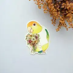 君に秋桜を シロハラインコ ステッカー 耐水 ＵＶカット