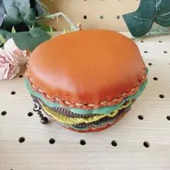 本革 ハンバーガーモチーフM3ミニシステム手帳 バインダーカバー 8×6cm