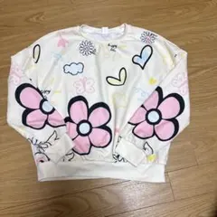 カラフル花柄トレーナー クリーム色