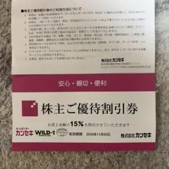 カンセキ ワイルドワン 株主優待券 15％割引 1枚 - メルカリ