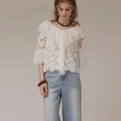 グレースコンチネンタル　レースコンビフリルブラウス