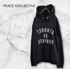 PEACE COLLECTIVE 英字ロゴ ブラックパーカートロント M 裏起毛