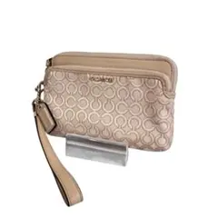 コーチ COACH チャーム付　ダブルジップ リストレット シグネチャー ポーチ