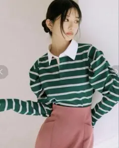 LILY BROWN ストライプポロシャツ
