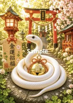 金運招福 白蛇 デジタルアート イラスト