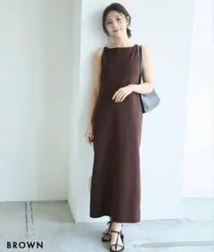 BASEMENT online 2WAY Iラインワンピース SP ブラウン